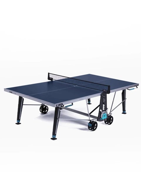 400X Outdoor Table Tennis Table – Grey, Durable 7Mm Resin Top, Weather-Resistant, Foldable, Compact Storage, Adjustable Legs, Uv-Resistant, With Net & Post Set