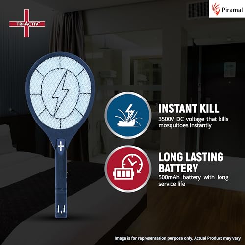 Tri-Activ Anti Mosquito Bat | 6 months Warranty | Rechargable Upto 500 Times | Mosquito Killer Racket| Bat to Hit Mosquito, Insect Killer & Fly Swatter | Long Lasting Battery |ISO Certified| Pack of 2 - Image 2