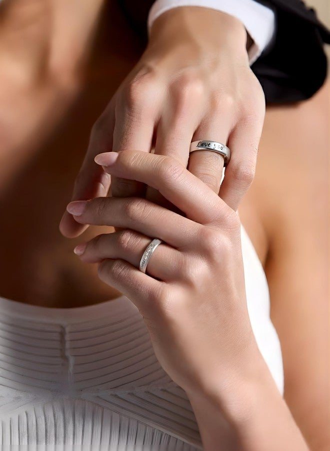 Karatcart Bohey by KARATCART Premium Silver-Tone Love You Forever Couple Ring Set for Men & Women - Image 3