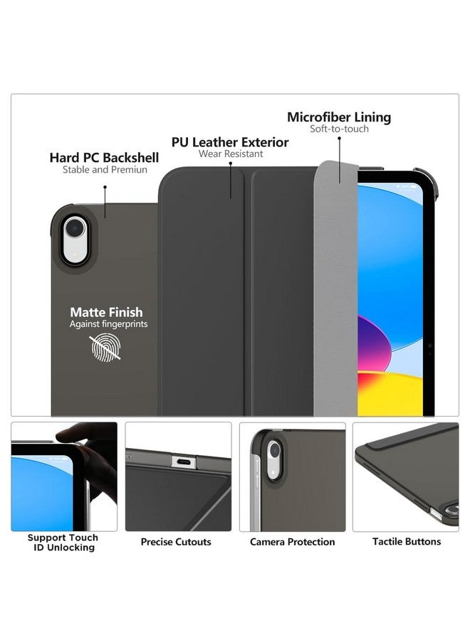 موكو جراب MoKo لجهاز iPad (A16) من الجيل الحادي عشر مقاس 11 بوصة 2025، جراب iPad من الجيل العاشر مقاس 10.9 بوصة 2022، جراب ذكي رفيع من البولي كربونات الصلب بغطاء خلفي شفاف، يدعم Touch ID، خاصية الإيقاظ/السكون التلقائي، لون رمادي فضائي - Image 2