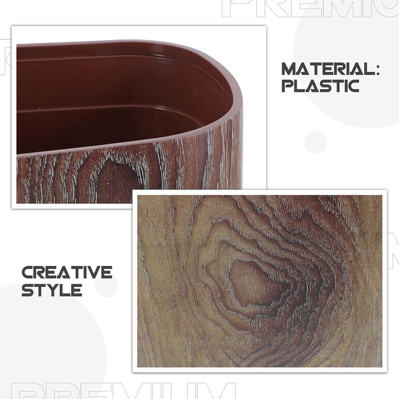 Marble Pattern Trash Can Narrow Rubbish Garbage Bin Oval Plastic Wastebasket for Bathroom Kitchen Bedroom Open Top Household Waste Container - Image 3
