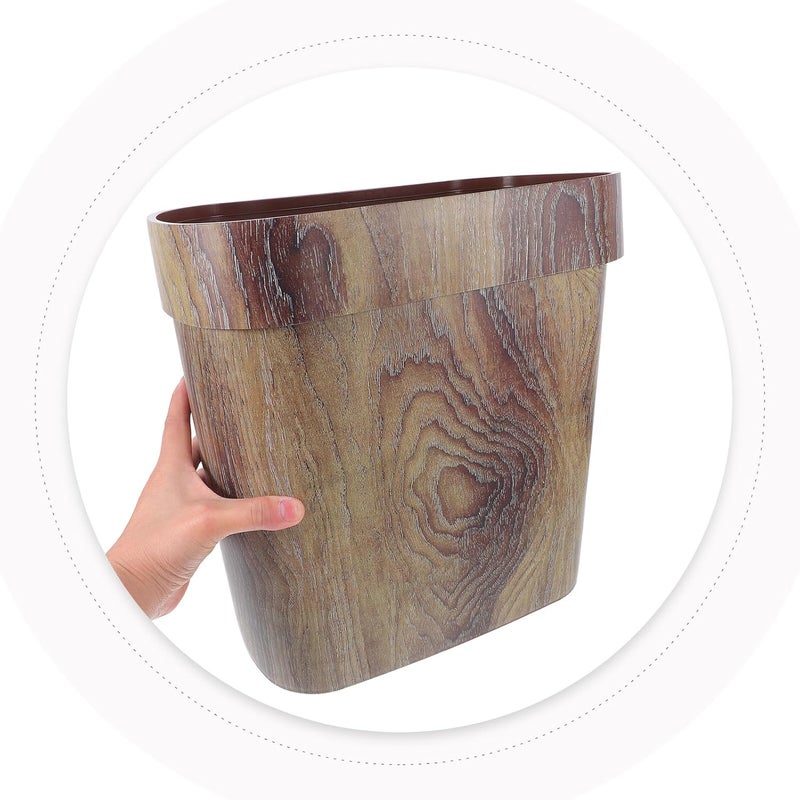 Marble Pattern Trash Can Narrow Rubbish Garbage Bin Oval Plastic Wastebasket for Bathroom Kitchen Bedroom Open Top Household Waste Container - Image 4