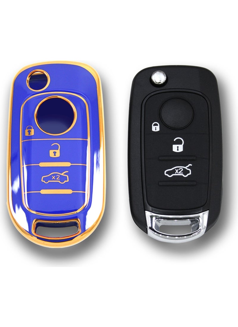Tekno Dev Market Fiat Egea TPU Material Blue Silicone Key Case  - Image 1