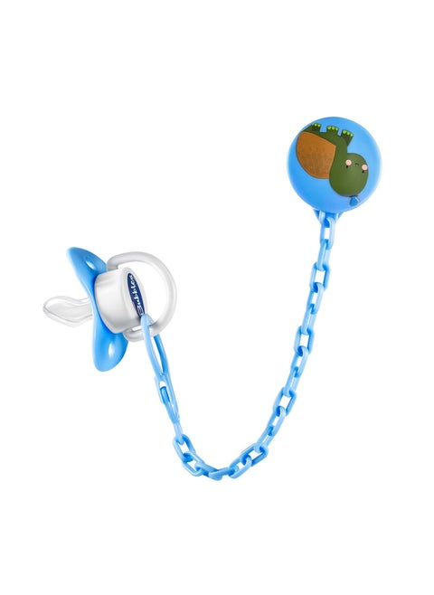 Bubbles Beveled Soother with Chain Multishape-Blue