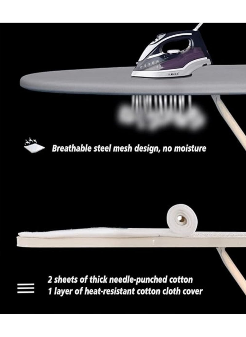 Alissa - Folding Ironing Board Ironing Table Iron Table With Adjustable Height and Space Saving Design Household Foldable Laundry Rack Lightweight With Heat Resistant Cover and Thicken Felt Pad 13 Inches 140*35cm - Image 1
