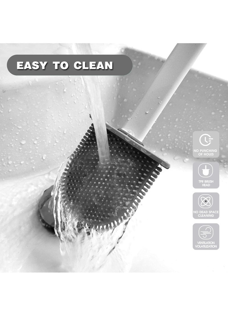 Home Care - Wall Mounted Hanging Flat Wc Borstel Tpr White Toilet Brush And Holder Silicone Bathroom - Image 1