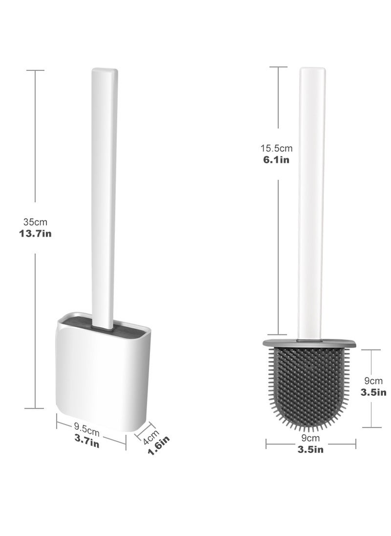 Home Care - Wall Mounted Hanging Flat Wc Borstel Tpr White Toilet Brush And Holder Silicone Bathroom - Image 1
