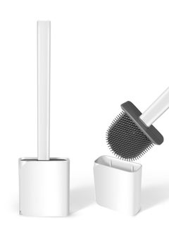 Wall Mounted Hanging Flat Wc Borstel Tpr White Toilet Brush And Holder Silicone Bathroom