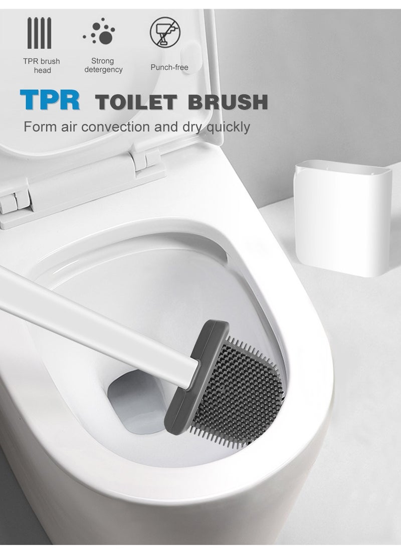 Home Care - Wall Mounted Hanging Flat Wc Borstel Tpr White Toilet Brush And Holder Silicone Bathroom - Image 1