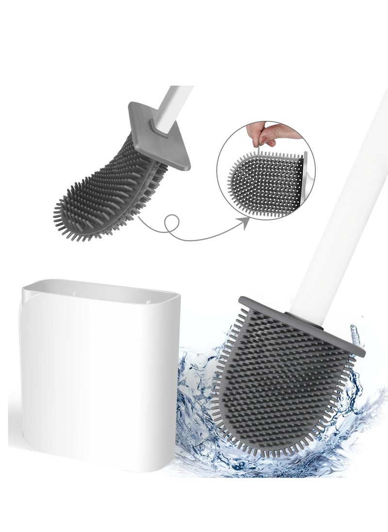 Home Care - Wall Mounted Hanging Flat Wc Borstel Tpr White Toilet Brush And Holder Silicone Bathroom - Image 1