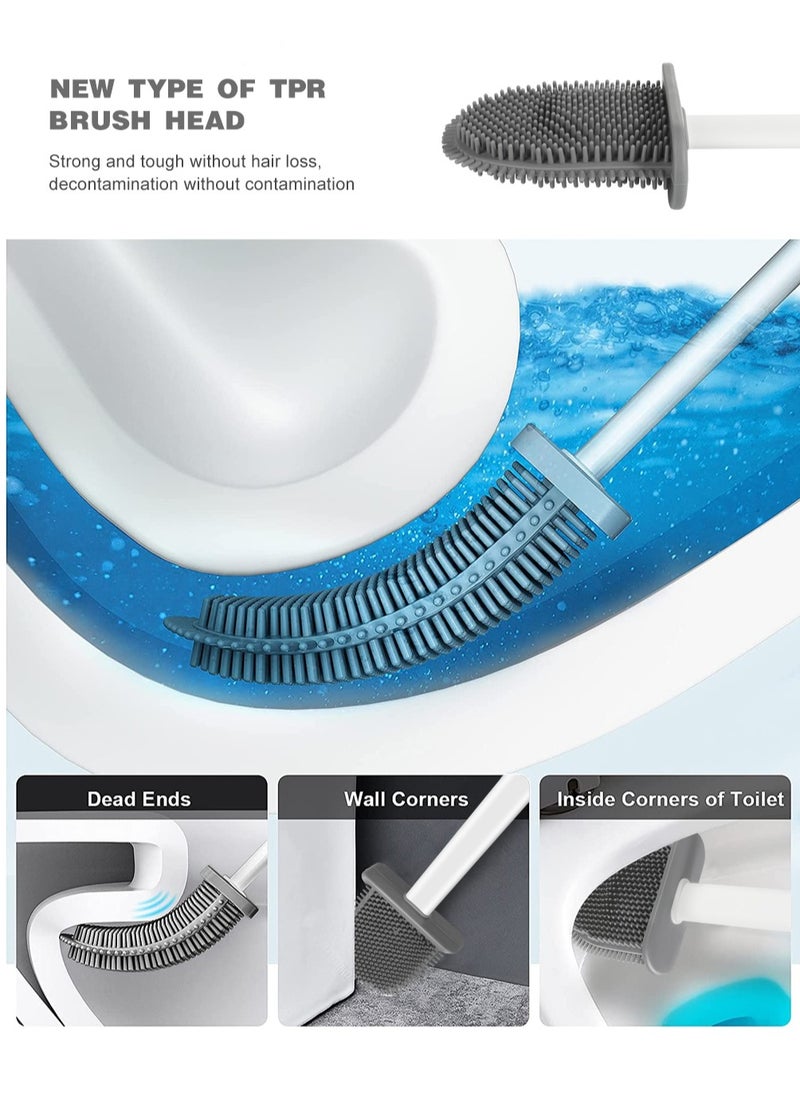 Home Care - Wall Mounted Hanging Flat Wc Borstel Tpr White Toilet Brush And Holder Silicone Bathroom - Image 1