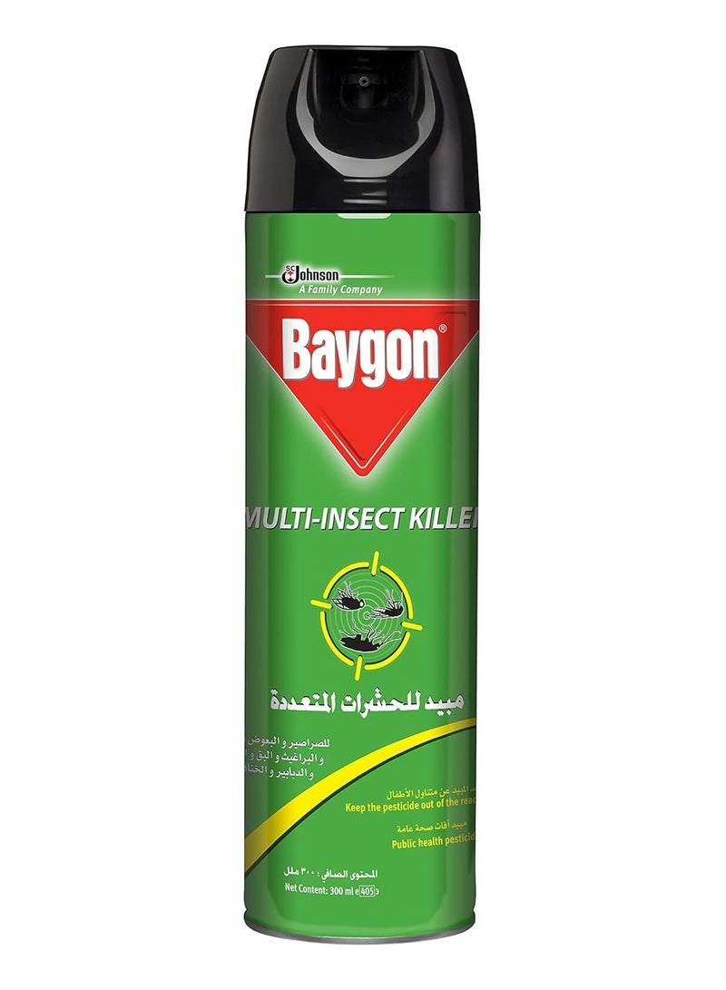بايجون بخاخ بايجون متعدد الاستخدامات للقضاء على الحشرات - مكافحة شاملة للآفات المنزلية - بخاخ سريع المفعول للقضاء على الصراصير والبعوض والذباب والنمل - حماية داخلية وخارجية بتركيبة تدوم ٢٤ ساعة، ٣٠٠ مل - Image 1