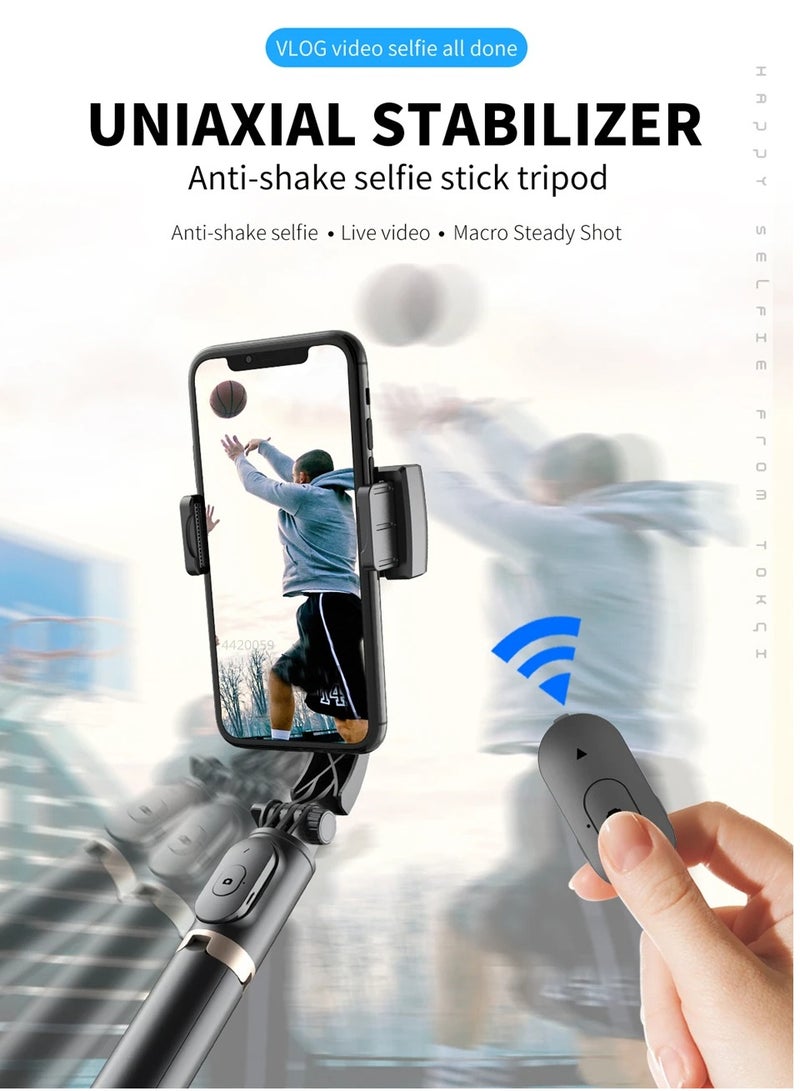AROAQ Gimbal Stabilizer Selfie Stick, Extendable Wireless BT Selfie Stick, Handheld Gimbal Stabilizer Tripod With Detachable Remote Control, Foldable Tripod With Bluetooth Shutter Monopod For IOS Android - Image 2