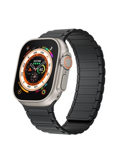 Magnetic watchband Compatible with Apple Watch Band 49mm 45mm 44mm 42mm Thin Silicone Replacement Wristband Strong Magnet link for iWatch SE& Series 10/9/8/7/6/5/4 Ultra 2 (Black)