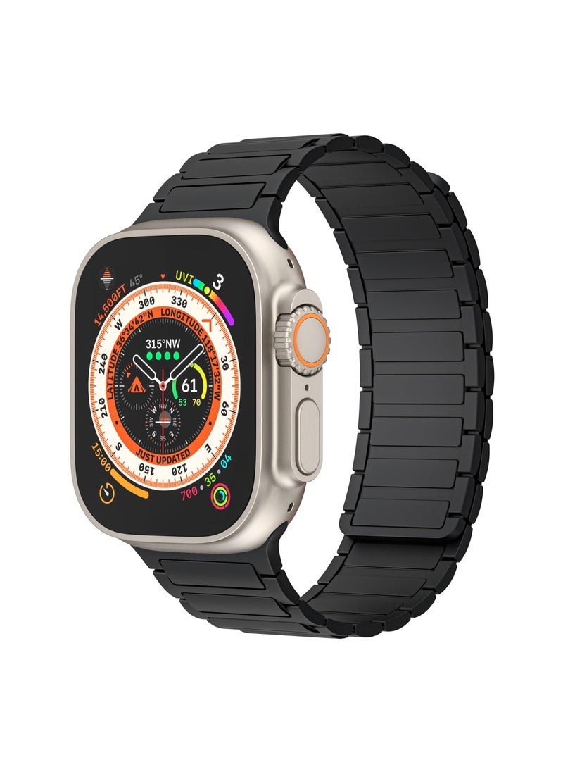 Generic - Magnetic watchband Compatible with Apple Watch Band 49mm 45mm 44mm 42mm Thin Silicone Replacement Wristband Strong Magnet link for iWatch SE& Series 10/9/8/7/6/5/4 Ultra 2 (Black) - Image 1