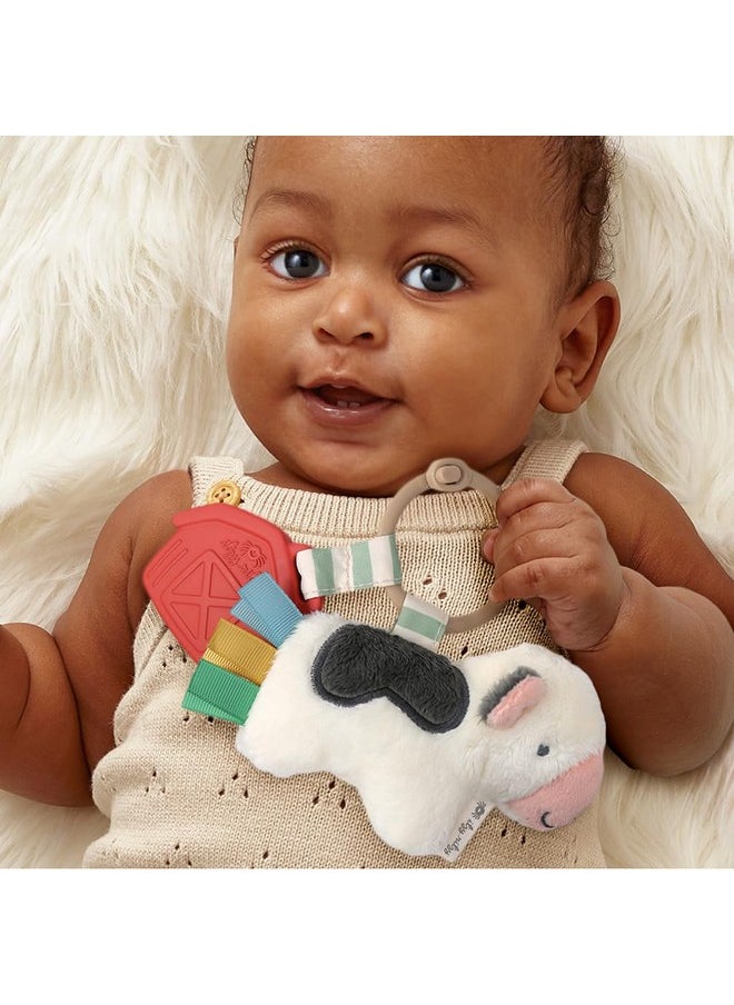 Itzy Ritzy - Infant Toy & Teether - Itzy Pal Baby Teething Toy Includes Lovey, Crinkle Sound, Textured Ribbons & Silicone Teether Toy For Newborn (Cow) - Image 1