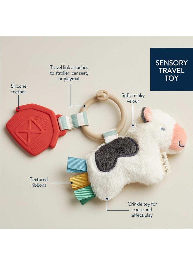 Itzy Ritzy - Infant Toy & Teether - Itzy Pal Baby Teething Toy Includes Lovey, Crinkle Sound, Textured Ribbons & Silicone Teether Toy For Newborn (Cow) - Image 1