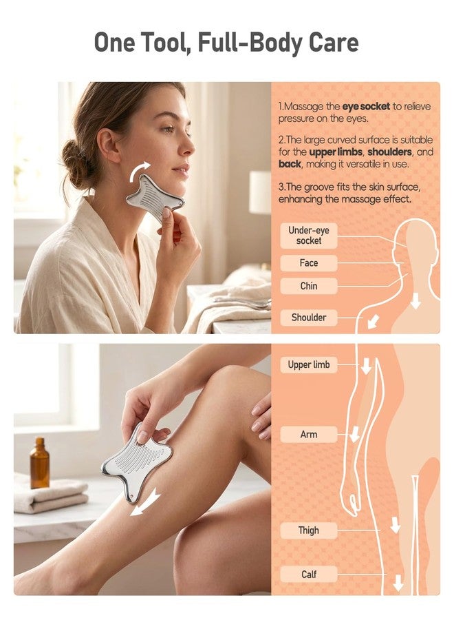 Amirce Stainless Steel Gua Sha Facial Tools for Face Jawline, Cheeks & Chin - Image 5