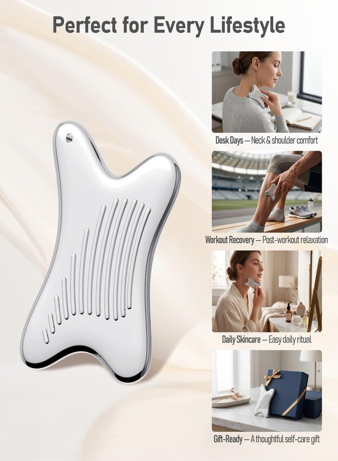 Amirce Stainless Steel Gua Sha Facial Tools for Face Jawline, Cheeks & Chin - Image 3