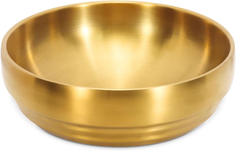 Roucerlin 9 Gold 304 Stainless Steel Soup Bowl 43oz Deep Mixing Bowl Double Walled Salad Container Durable Ramen Rice Noddle Insulated Sashimi Dish Serving for Home Restaurant Buffet BBQ - Image 1