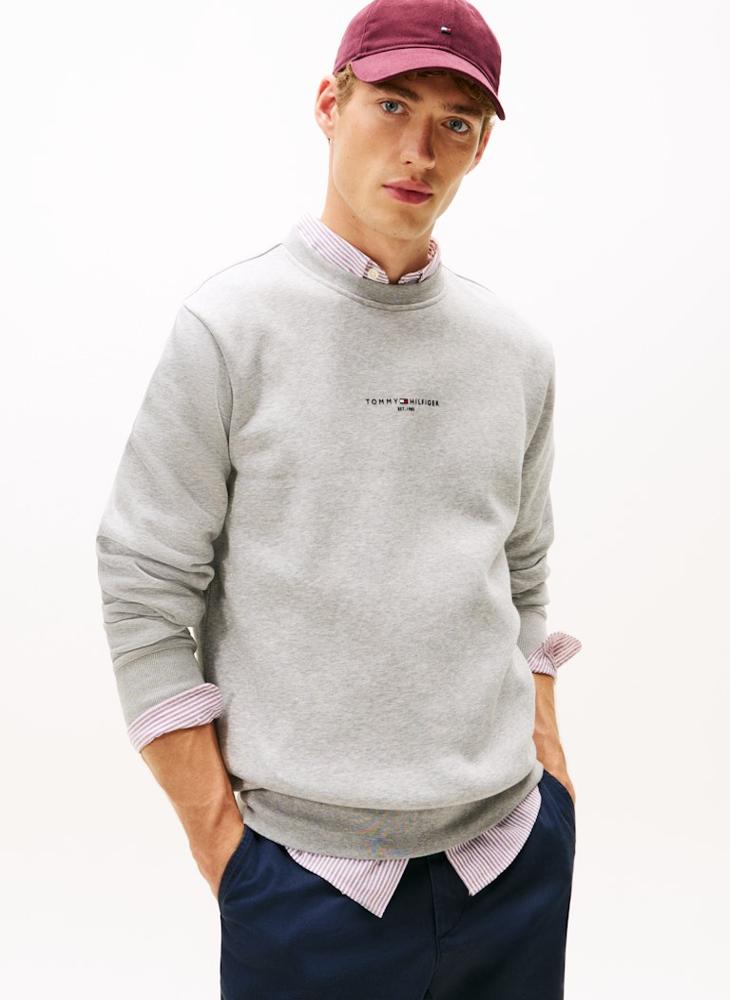 TOMMY HILFIGER Signature Tipped Crew Neck Fleece Jumper - Image 1