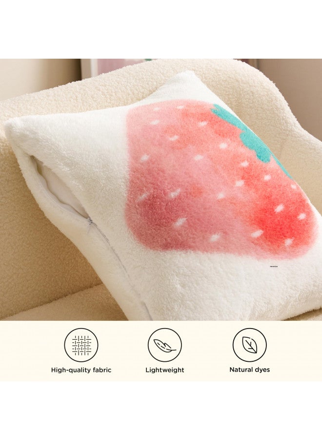 Bedsure Bedsure Strawberry Throw Blanket with a Pillow Cover - Aesthetic White Cute Fleece Blanket for Girls Boys Teens Kids as a Gift, Soft Cozy Fruit Pattern Pink Blankets for Couch Sofa Bed Camping  - Image 3