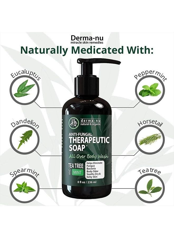 Derma-nu Miracle Skin Remedies - Antifungal Antibacterial Soap & Body Wash - Natural Anti-Fungal Treatment with Tea Tree Oil for Jock Itch, Athletes Foot, Body Odor, Nail Fungus, Ringworm, Eczema & Back Acne - For Men and Women - 8oz - Image 1