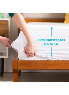 LINENSPA Waterproof Smooth Top Premium King Mattress Protector  Breathable And Hypoallergenic Covers White  - Image 3