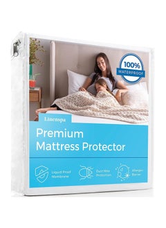 LINENSPA Waterproof Smooth Top Premium King Mattress Protector  Breathable And Hypoallergenic Covers White  - Image 1