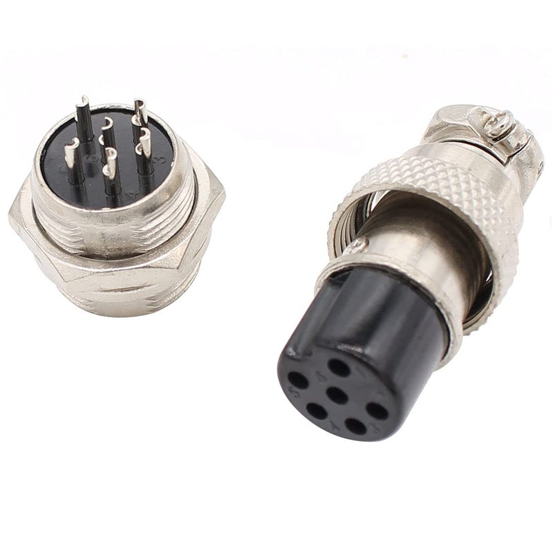 exgoofit Aviation Plug Connector 10 Pairs Male Female Panel Metal Wire Connector 16mm Socket (6 Pins 10-Pack) - Image 2