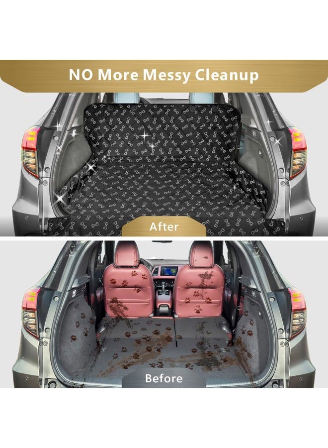 F-color SUV Cargo Liner for Dogs, Water Resistant Pet Cargo Cover Dog Seat Cover Mat for SUVs Sedans Vans with Bumper Flap Protector, Non-Slip, Large Size Universal Fit, Bone - Image 3