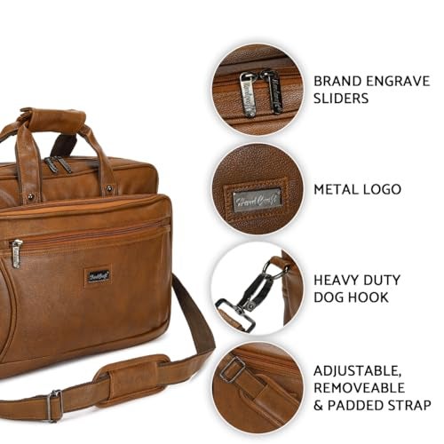 Hard Craft Vegan Leather Office Laptop Messenger and Shoulder Side Sling Hand Bag For Men Corporate Executive Briefcase Bag For Man Supports Laptop Upto 15.6 inches - Image 2