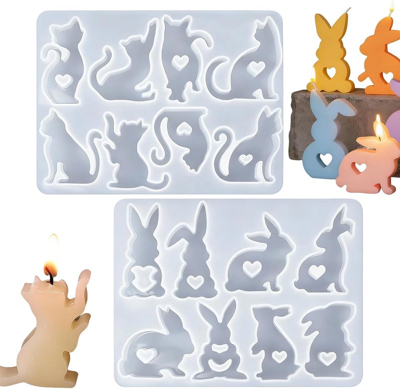 Easter Molds | 8-Cavity Easy Release Crafting Tools - Easter Bunny Candle Molds Silicone | for Soap Candle Wax Epoxy Resin Home Decor Art Projects Spring Party Holiday - Image 1