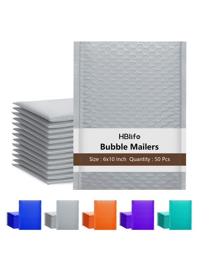 hblife HBlife 50 Pcs Bubble Mailers, 6x10 Inches Self Seal Gray Poly Mailers, Padded Envelopes Shipping Bags Packaging for Small Business  - Image 1