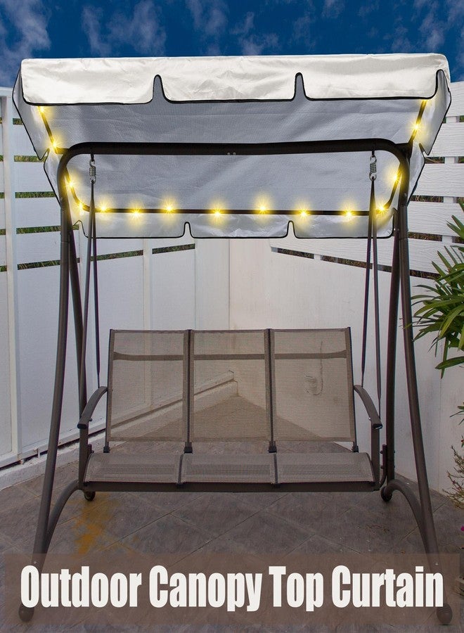 GliCraft LED Lighted Porch Swing Canopy Replacement Waterproof LED Swing Canopy Top Cover 2-3 Seat Shade Awning Cover for Garden Outdoor Patio(77 x 49 Inch,Beige) - Image 3