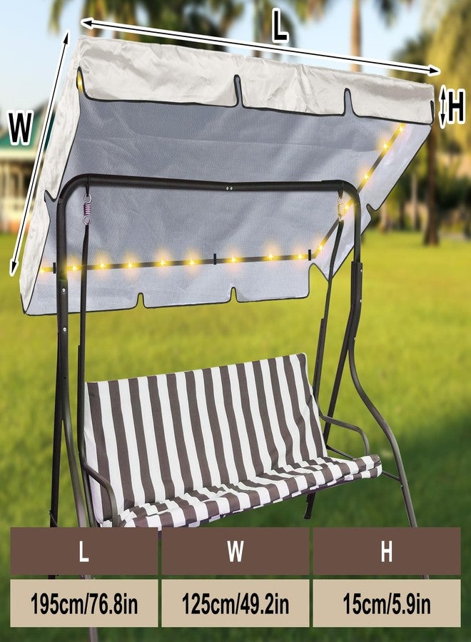 GliCraft LED Lighted Porch Swing Canopy Replacement Waterproof LED Swing Canopy Top Cover 2-3 Seat Shade Awning Cover for Garden Outdoor Patio(77 x 49 Inch,Beige) - Image 2