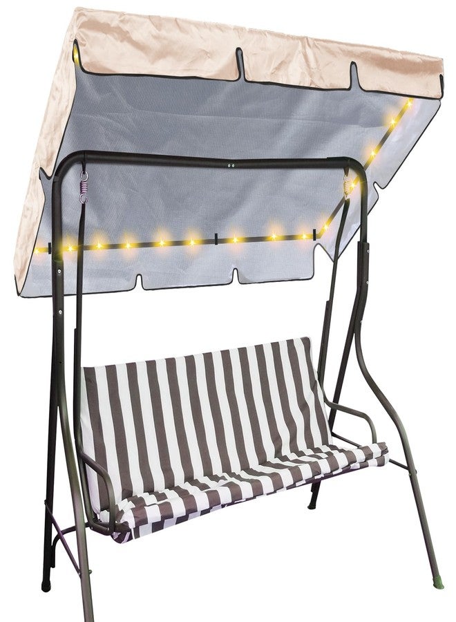 GliCraft LED Lighted Porch Swing Canopy Replacement Waterproof LED Swing Canopy Top Cover 2-3 Seat Shade Awning Cover for Garden Outdoor Patio(77 x 49 Inch,Beige) - Image 1