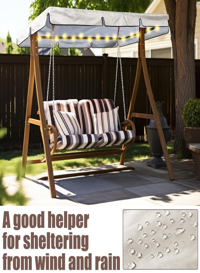 GliCraft LED Lighted Porch Swing Canopy Replacement Waterproof LED Swing Canopy Top Cover 2-3 Seat Shade Awning Cover for Garden Outdoor Patio(77 x 49 Inch,Beige) - Image 4