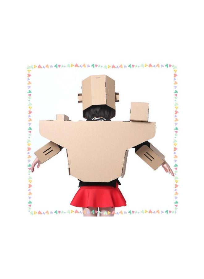 Generic - Robot Carton Handmade Paper Shell Airplane Carton Robot Clothes Handmade DIY Production Carton Wearable-Color:Corrugated Children's Gundam Helmet No. 1 Small - Image 1