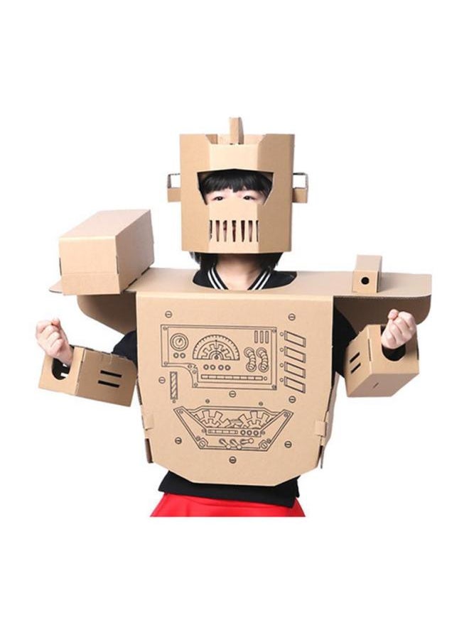 Generic - Robot Carton Handmade Paper Shell Airplane Carton Robot Clothes Handmade DIY Production Carton Wearable-Color:Corrugated Children's Gundam Helmet No. 1 Small - Image 1