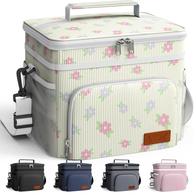HOTOR Insulated Lunch Box for Men & Women - Leak-Proof Cooler Lunch Bag with 4 Pockets, Adjustable Strap, Ideal for Work, Picnic, Travel - Large, Black, 15.0"Ã—12.2"Ã—11.0" - Image 1