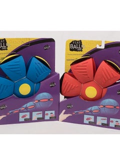 Pop up Ball Flat Flying Saucer, Frisbee Vent Deformation Ball Vent Bouncing Ball Children's Toy With Light 2 Pack (Red and Blue)