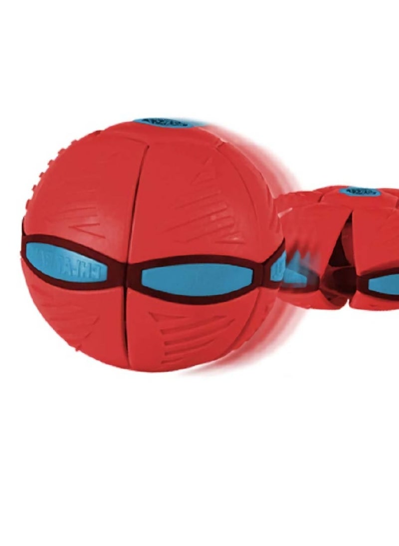 KASTWAVE - Pop up Ball Flat Flying Saucer, Frisbee Vent Deformation Ball Vent Bouncing Ball Children's Toy With Light 2 Pack (Red and Blue) - Image 1