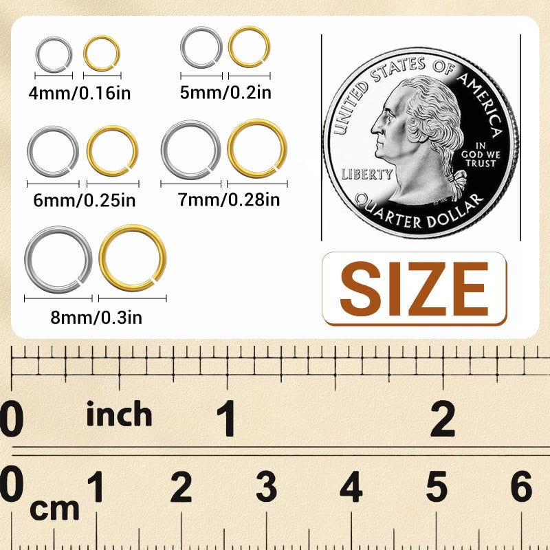 Qulltk 4600 Pcs Jump Rings for Jewelry Making Kit Gold & Silver, Open Rings with Opener Tools for Earrings, Keychains, Bracelet & Necklace Repair Supplies - Image 3