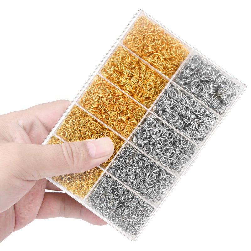 Qulltk 4600 Pcs Jump Rings for Jewelry Making Kit Gold & Silver, Open Rings with Opener Tools for Earrings, Keychains, Bracelet & Necklace Repair Supplies - Image 2