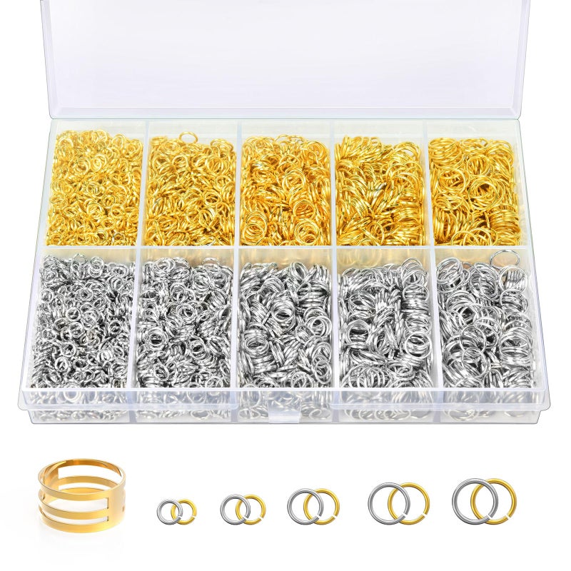 Qulltk 4600 Pcs Jump Rings for Jewelry Making Kit Gold & Silver, Open Rings with Opener Tools for Earrings, Keychains, Bracelet & Necklace Repair Supplies - Image 1