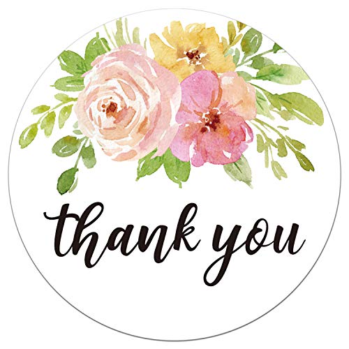 Mr.Mug Floral Thank You Stickers, 2 Inch Thank You Label Stickers, 50 Thank You Labels for Small Business Owners, Wedding, Birthday Party Favors, Thanks Envelope, Gift Box. - Image 1