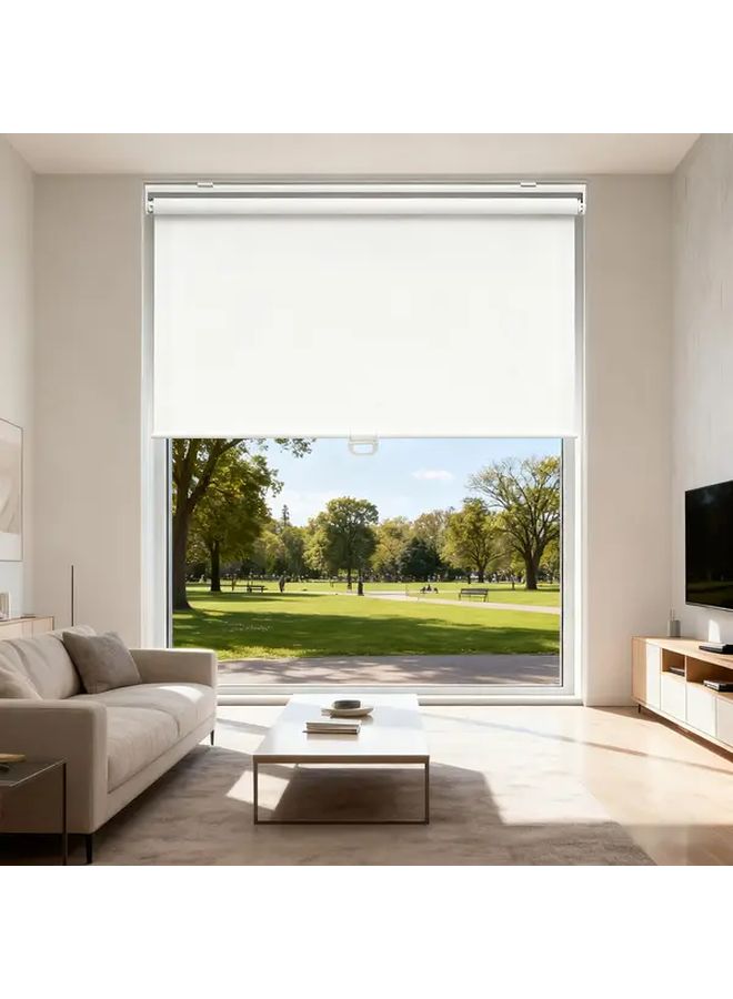 Wireless Spring Roller Shade White W70 H51 18 Inch UV Protection Door Curtain Window Blind - Image 2