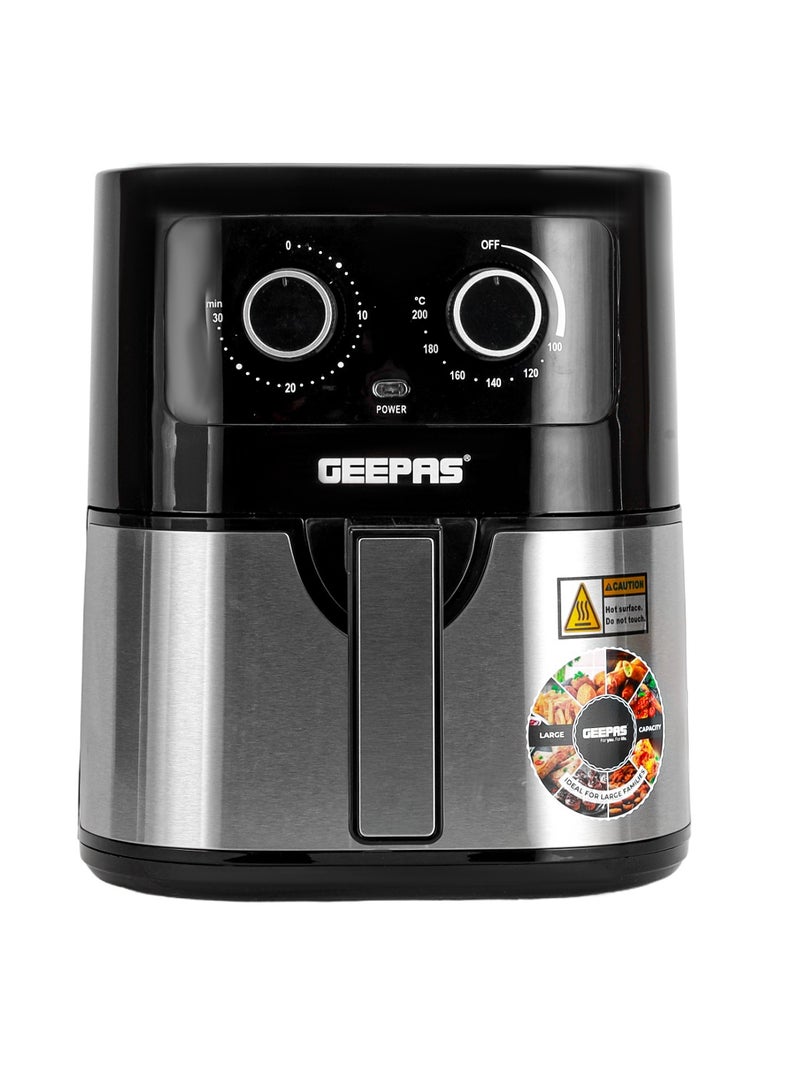 GEEPAS Air Fryer 4.5 L With 30 Min Timer| Pot With A Rack, Both With Non Stick Coating| Oil Free, Adjustable Time & Temperature| Vortex Air Frying Technology, Cooks 30% Faster 4.5 L 1600 W GAF37541 Black - Image 5