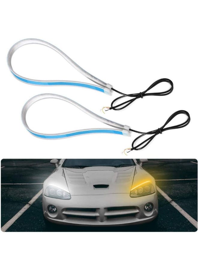 Generic Car Light LED Strip Daytime Running Light, 30 cm Ultra Thin Car Soft Tube Turn Signal Lamp Car LED Indicator Light Bright Driving Daytime Running Light- 1 PAIR 